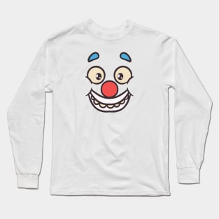 Funny Clown Face Cartoon Illustration Long Sleeve T-Shirt